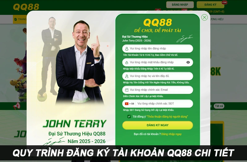 Các bước tạo tài khoản trên QQ88
